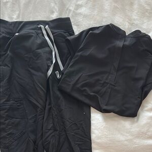 Figs Black Jogger Pants and Top Scrubs